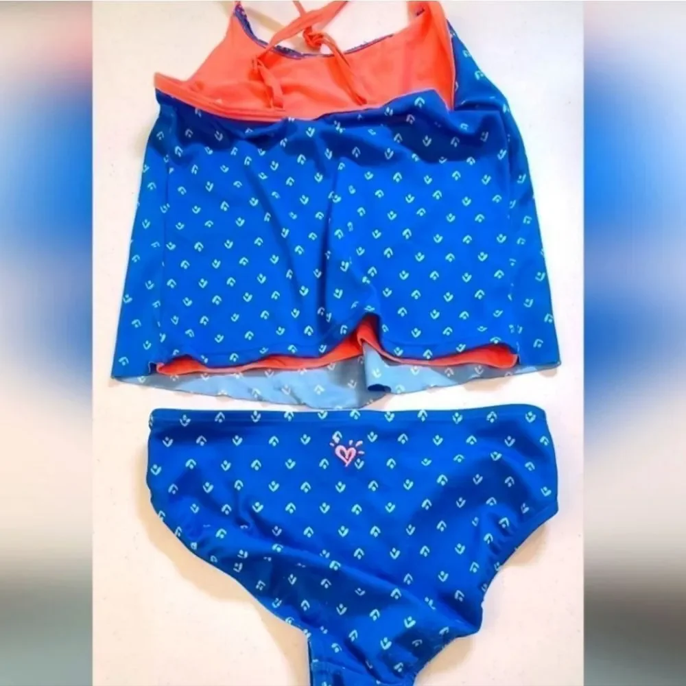 Justice Tankini 2-Pc Swimsuit Mandela Flower Print Girls‎ sz 10